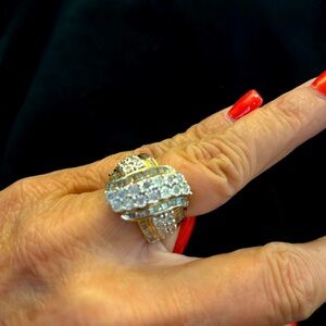 Yellow gold cluster diamond ring size 7 stamped .925